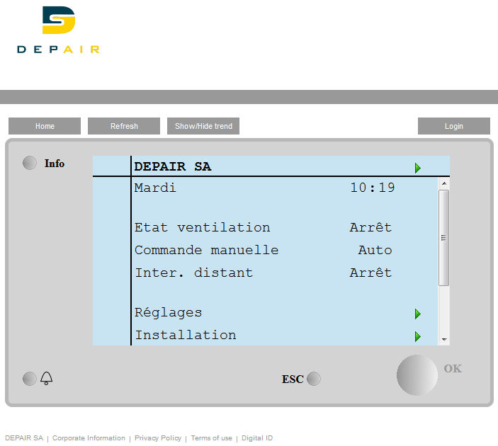 Interface web Climatix
