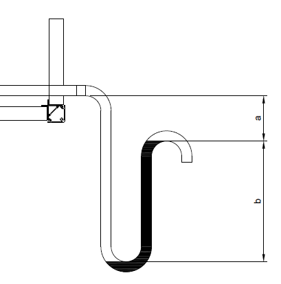 Siphon under positive pressure